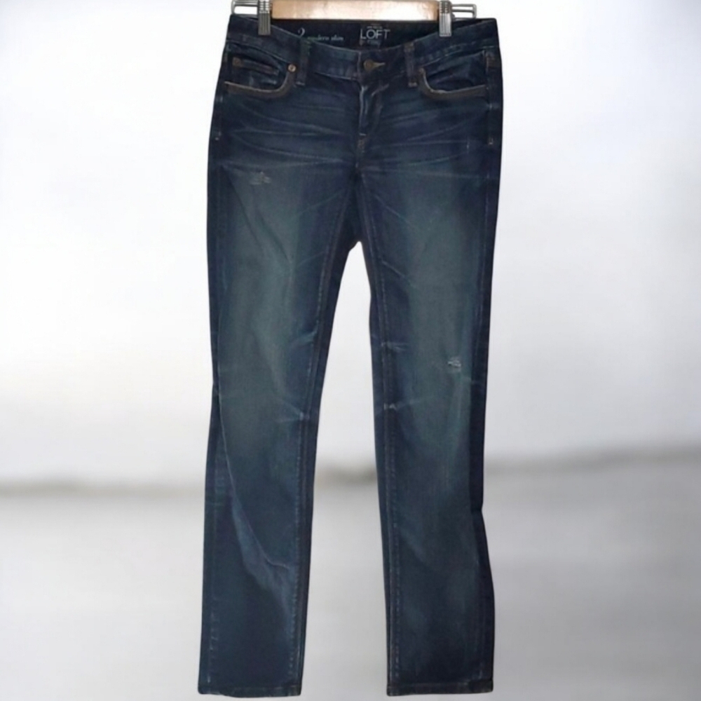 Ann Taylor LOFT jeans women's size 2 blue modern slim distressed